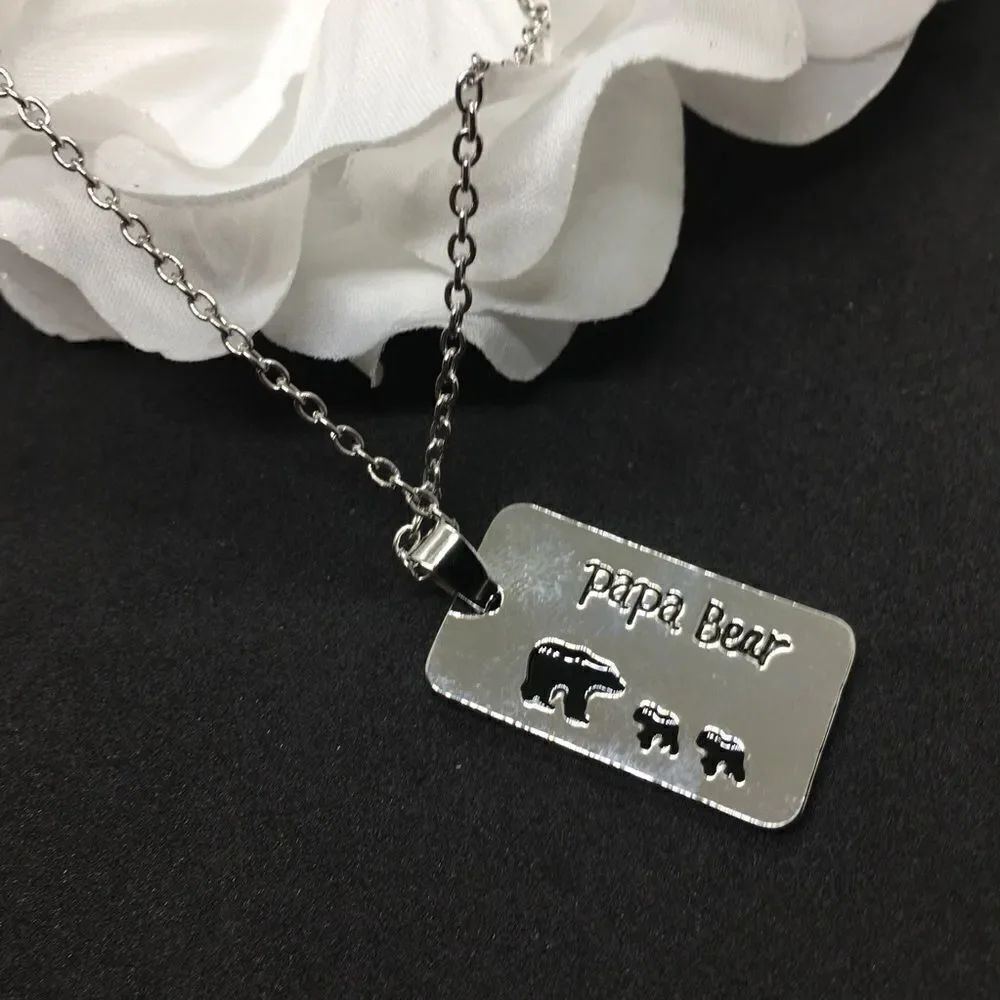Papa Bear 2 cubs necklace